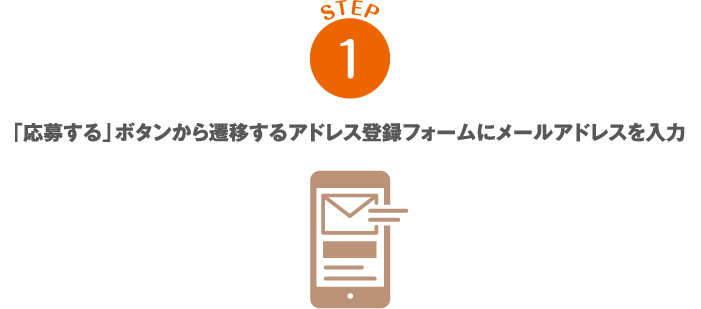 STEP1 「応募する」ボタンから遷移するアドレス登録フォームにメールアドレスを入力